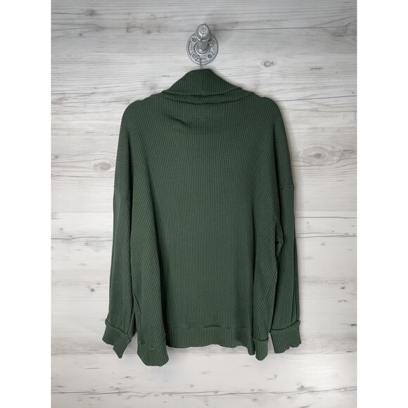 GAP Sweater Womens XL Dark Emerald Long Sleeve Waffle Knit Cowl Neck Pullover - Picture 9 of 9